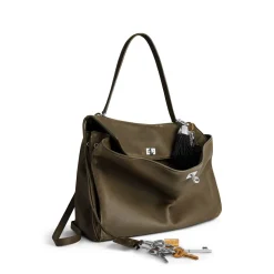 Women's Rodeo Large Handbag Used Effect With Charms in Kaki