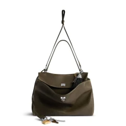 Women's Rodeo Large Handbag Used Effect With Charms in Kaki