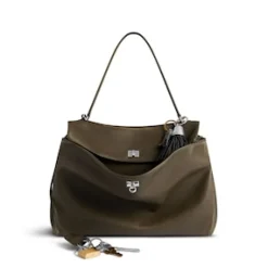 Women's Rodeo Large Handbag Used Effect With Charms in Kaki