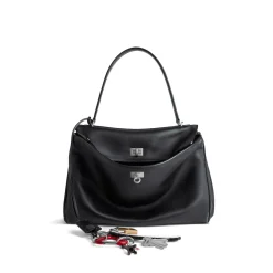 Women's Rodeo Medium Handbag Used Effect With One Charm in Black