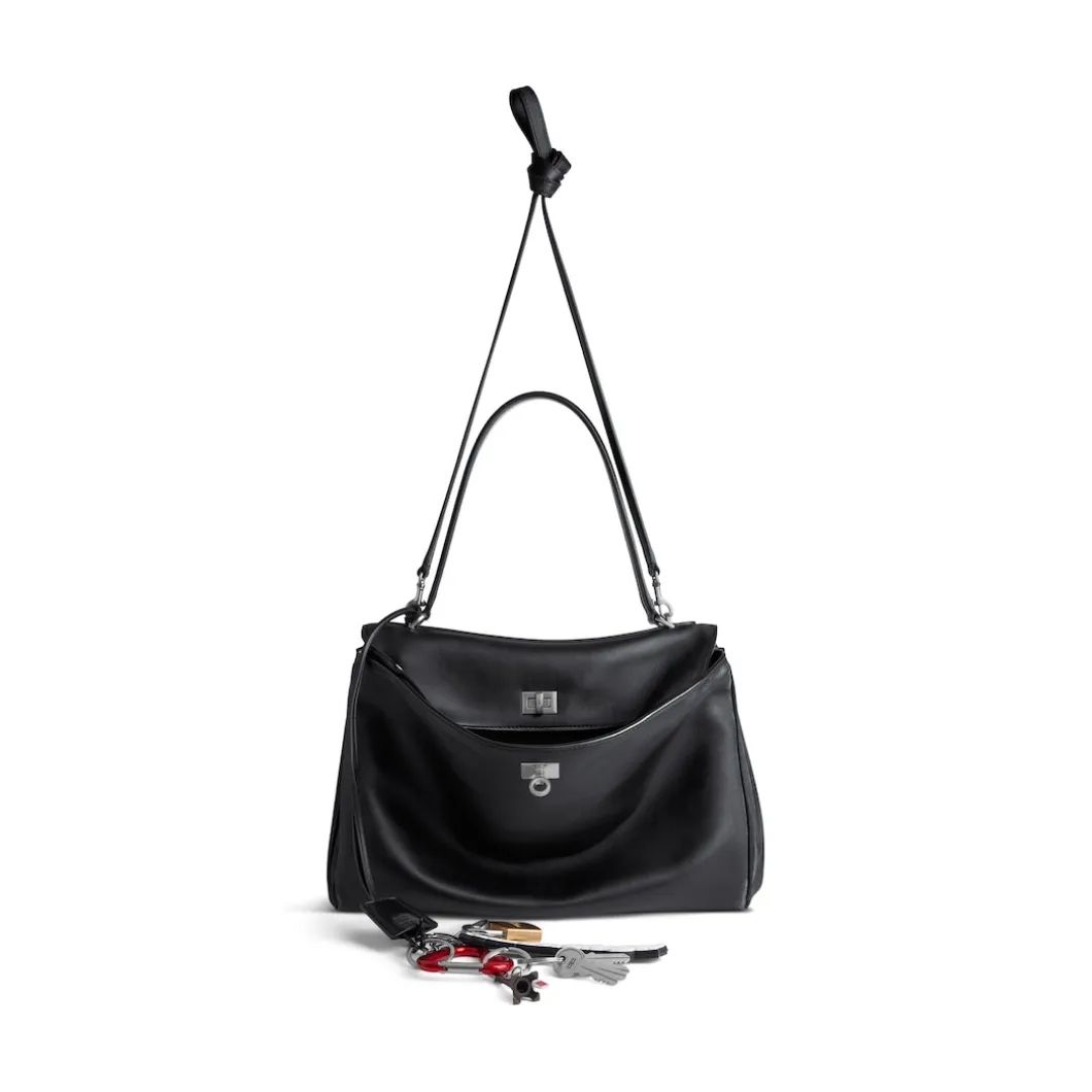 Women's Rodeo Medium Handbag Used Effect With One Charm in Black