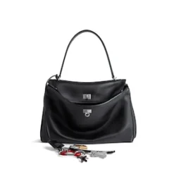 Women's Rodeo Small Handbag Used Effect With One Charm in Black