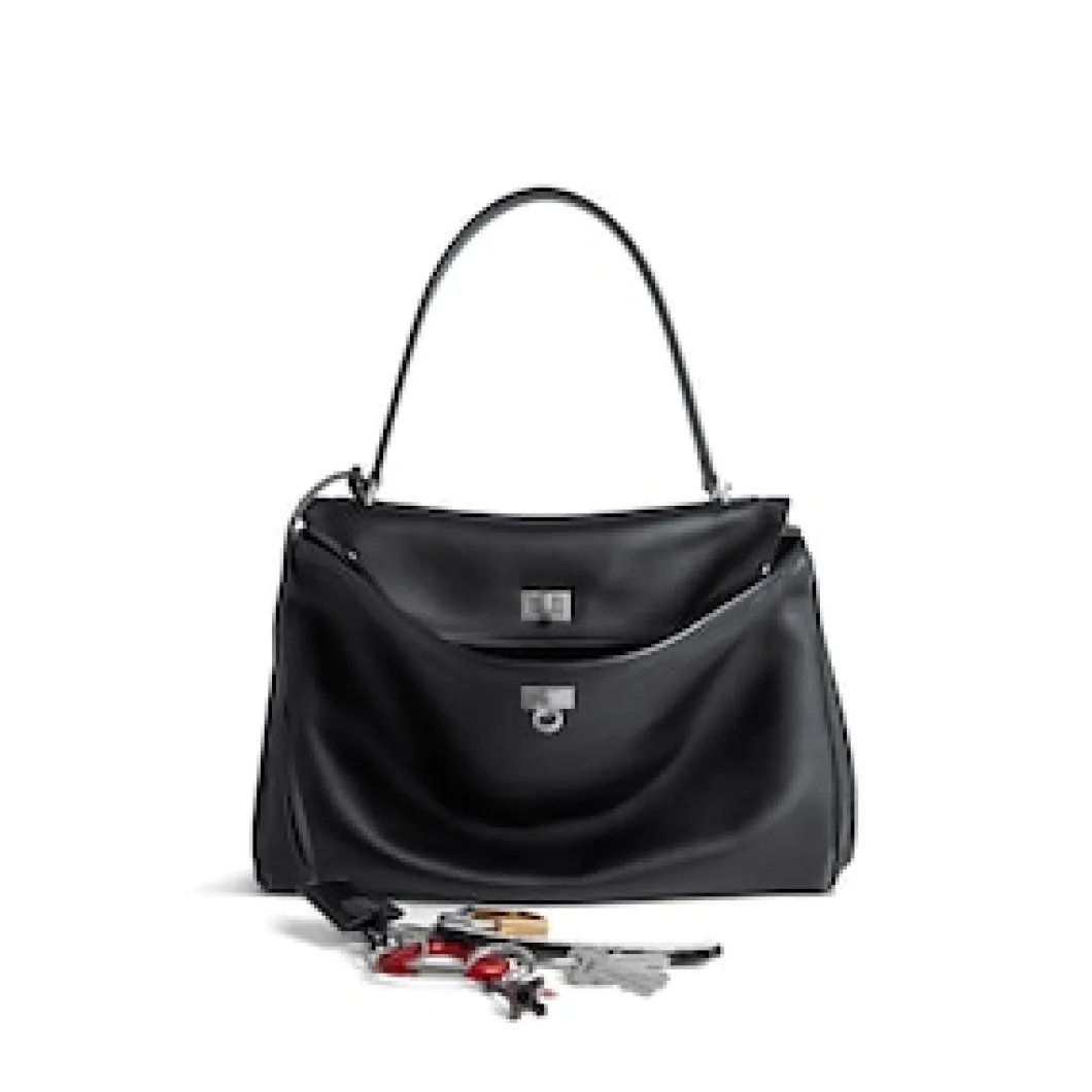 Women's Rodeo Small Handbag Used Effect With One Charm in Black