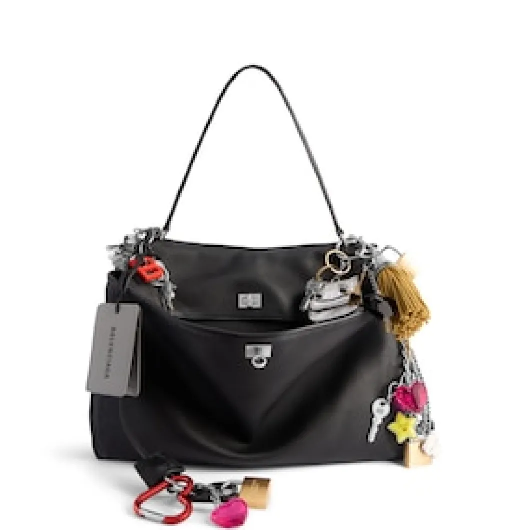 Women's Rodeo Small Handbag Used Effect With One Charm in Black