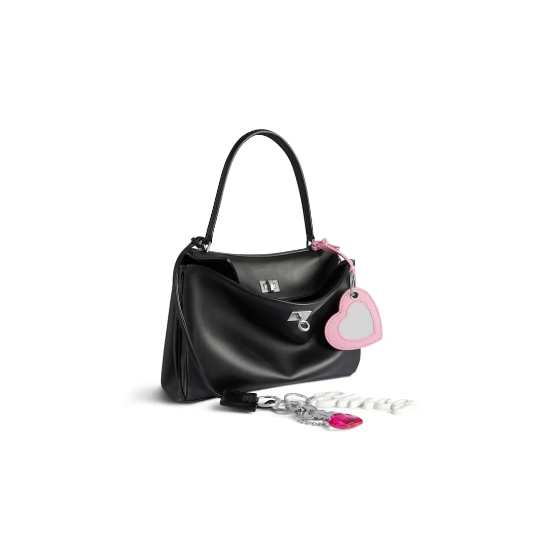 Women's Rodeo Small Handbag Used Effect With One Charm in Black