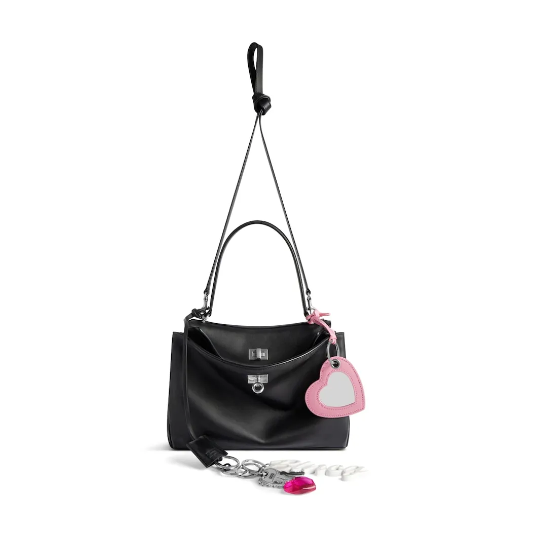 Women's Rodeo Small Handbag Used Effect With One Charm in Black