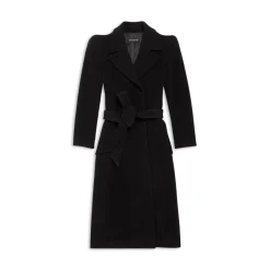 Women's Round Shoulder Fitted Coat in Black