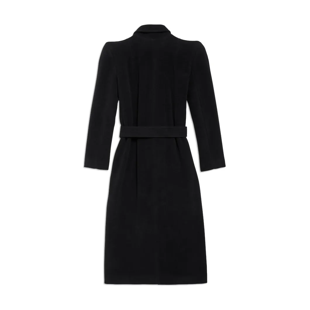 Women's Round Shoulder Fitted Coat in Black