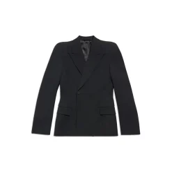 Women's Round Shoulder Waisted Jacket in Black