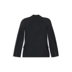 Women's Round Shoulder Waisted Jacket in Black