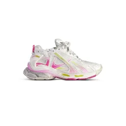 Women's Runner Gradient Sneaker  in White/pink/grey/neon Yellow