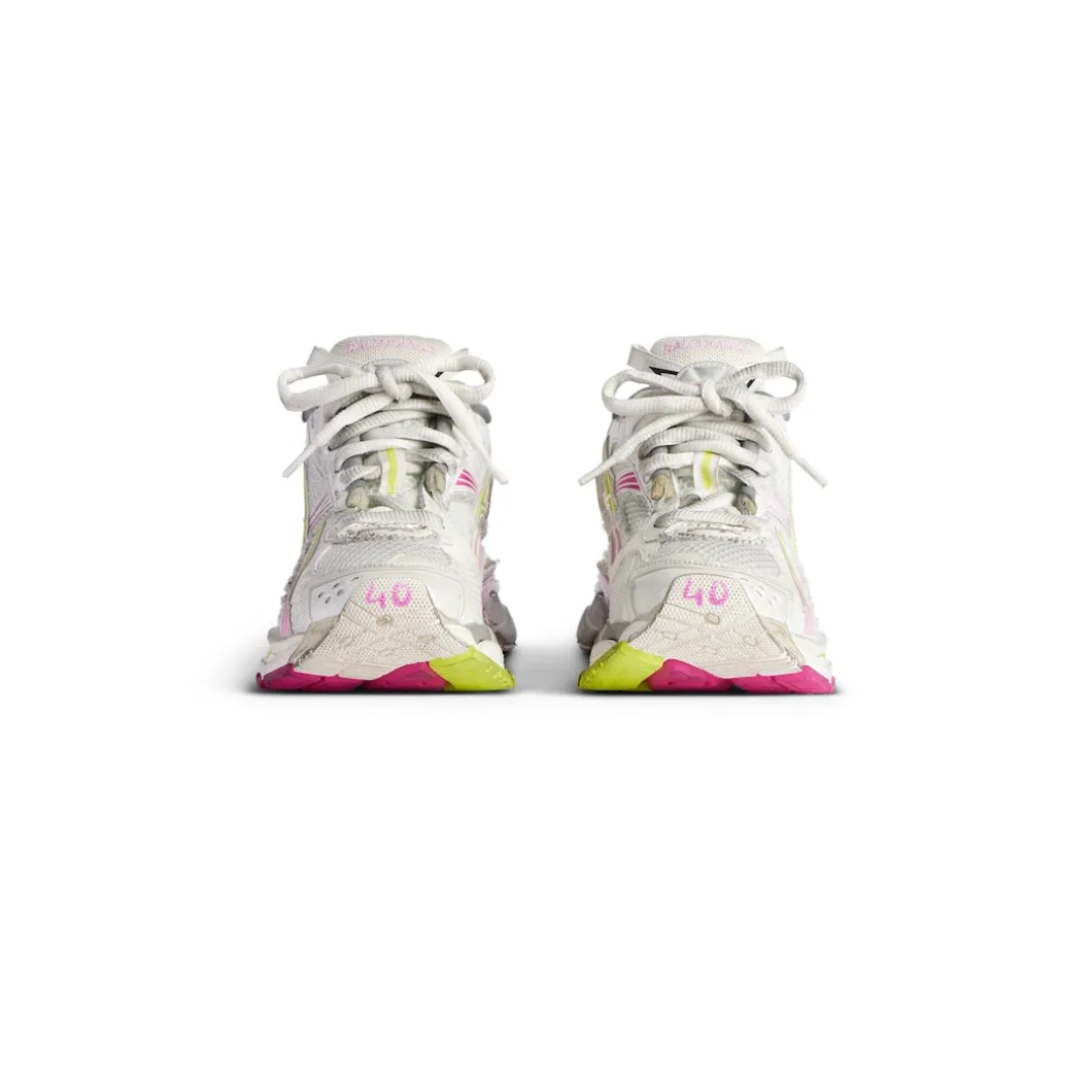 Women's Runner Gradient Sneaker in White/pink/grey/neon Yellow