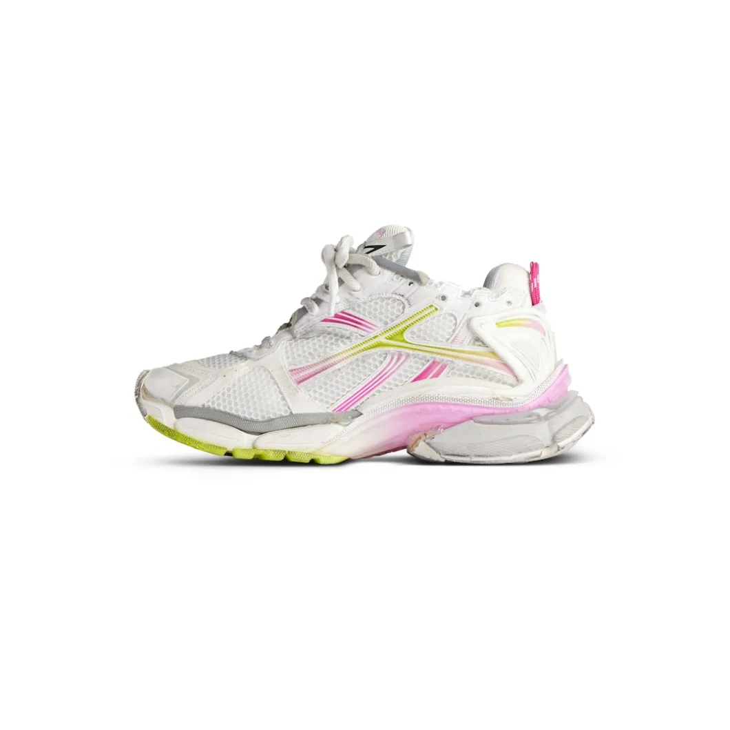 Women's Runner Gradient Sneaker in White/pink/grey/neon Yellow