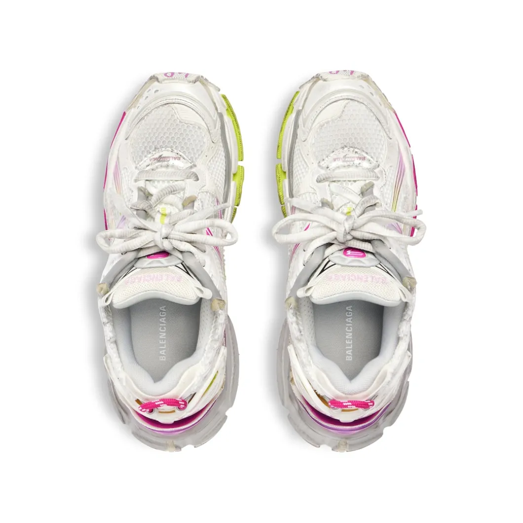 Women's Runner Gradient Sneaker in White/pink/grey/neon Yellow