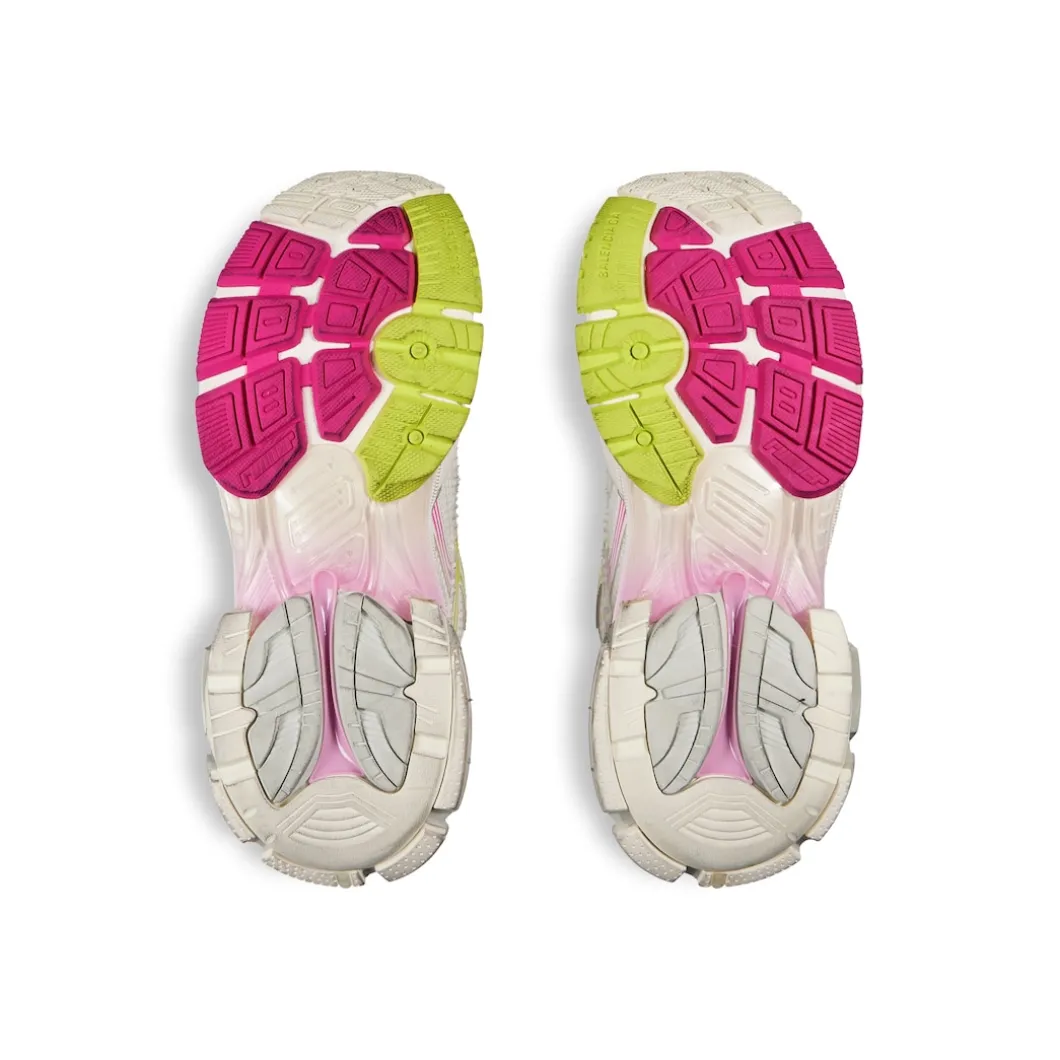 Women's Runner Gradient Sneaker in White/pink/grey/neon Yellow