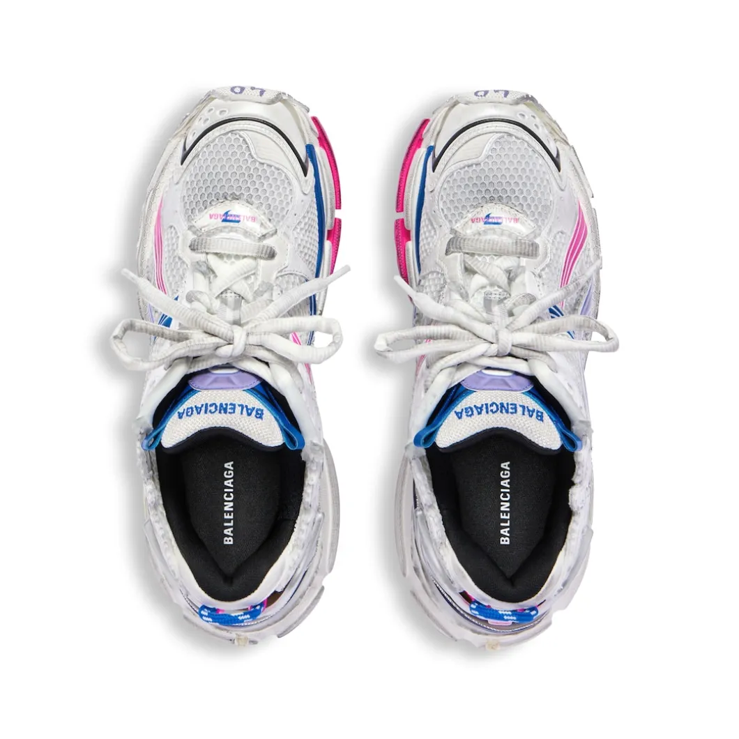 Women's Runner Sneaker in White/lilac/neon Pink/navy