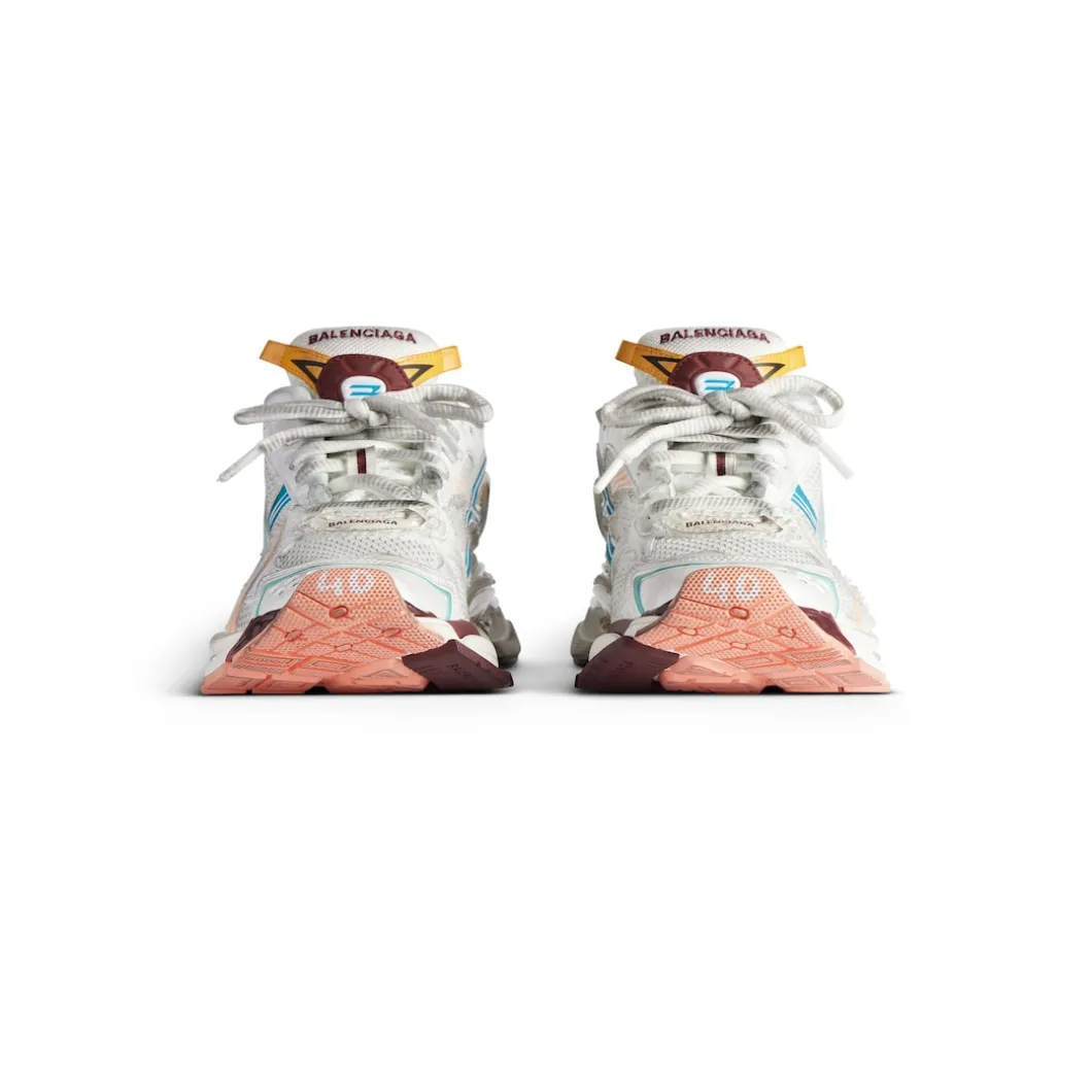 Women's Runner Sneaker in White/yellow/pink/blue