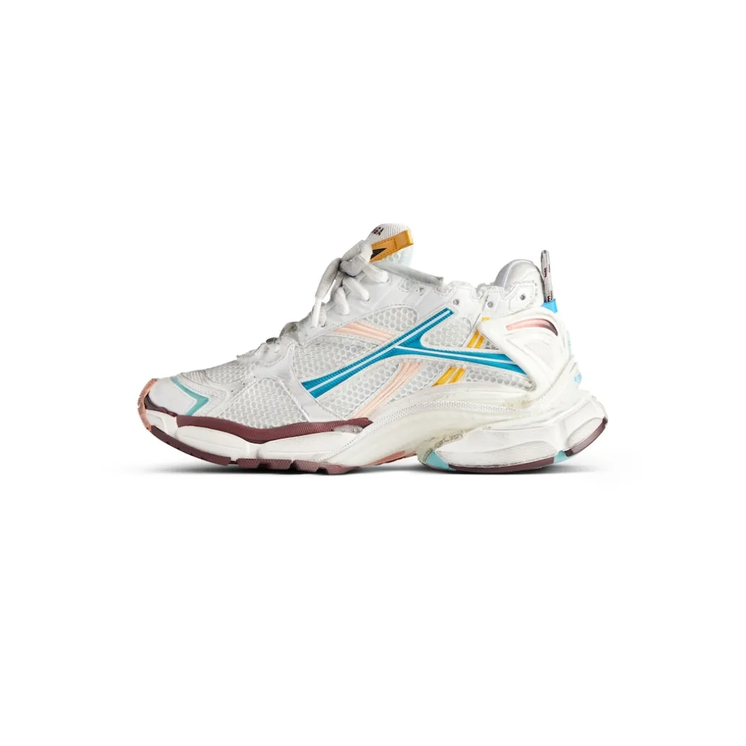 Women's Runner Sneaker in White/yellow/pink/blue