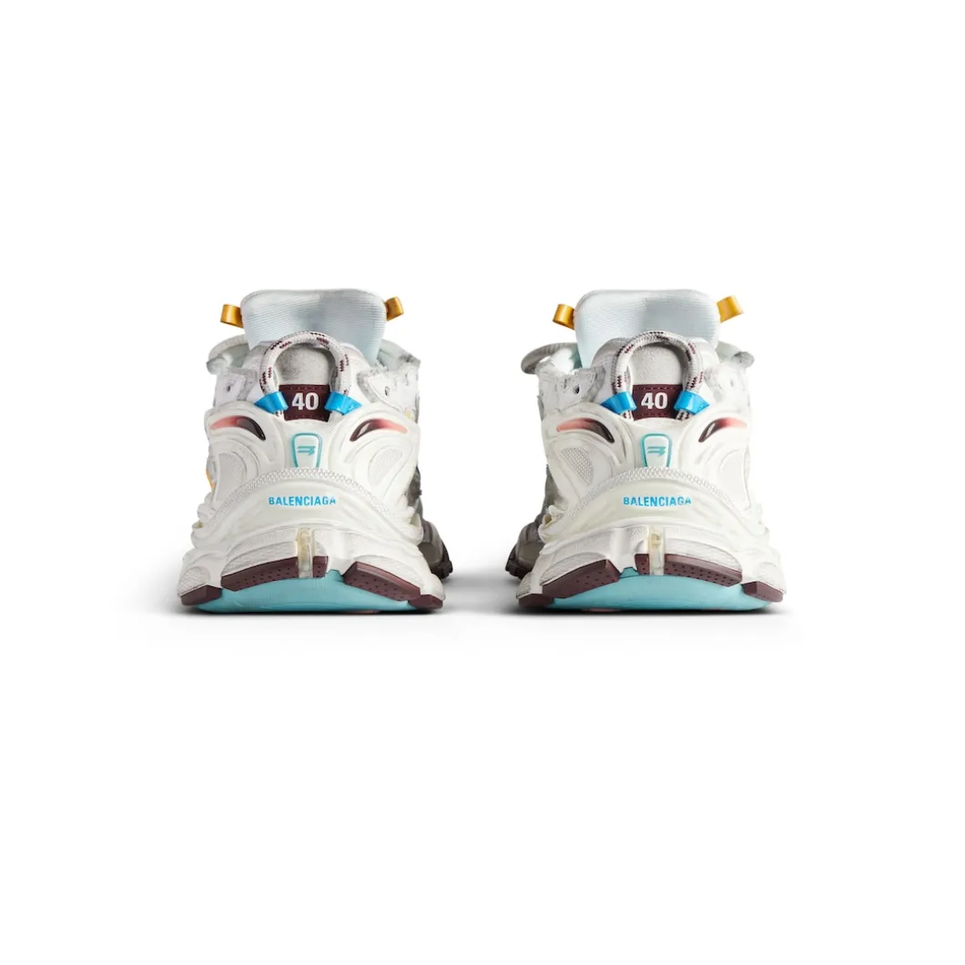 Women's Runner Sneaker in White/yellow/pink/blue