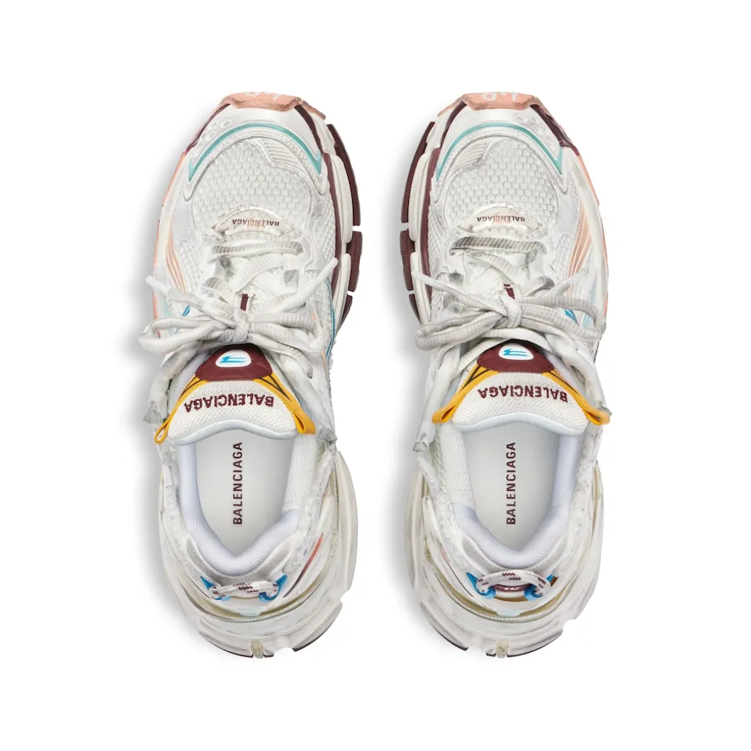 Women's Runner Sneaker in White/yellow/pink/blue