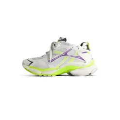 Women's Runner Sneaker in White/neon Yellow/grey/purple