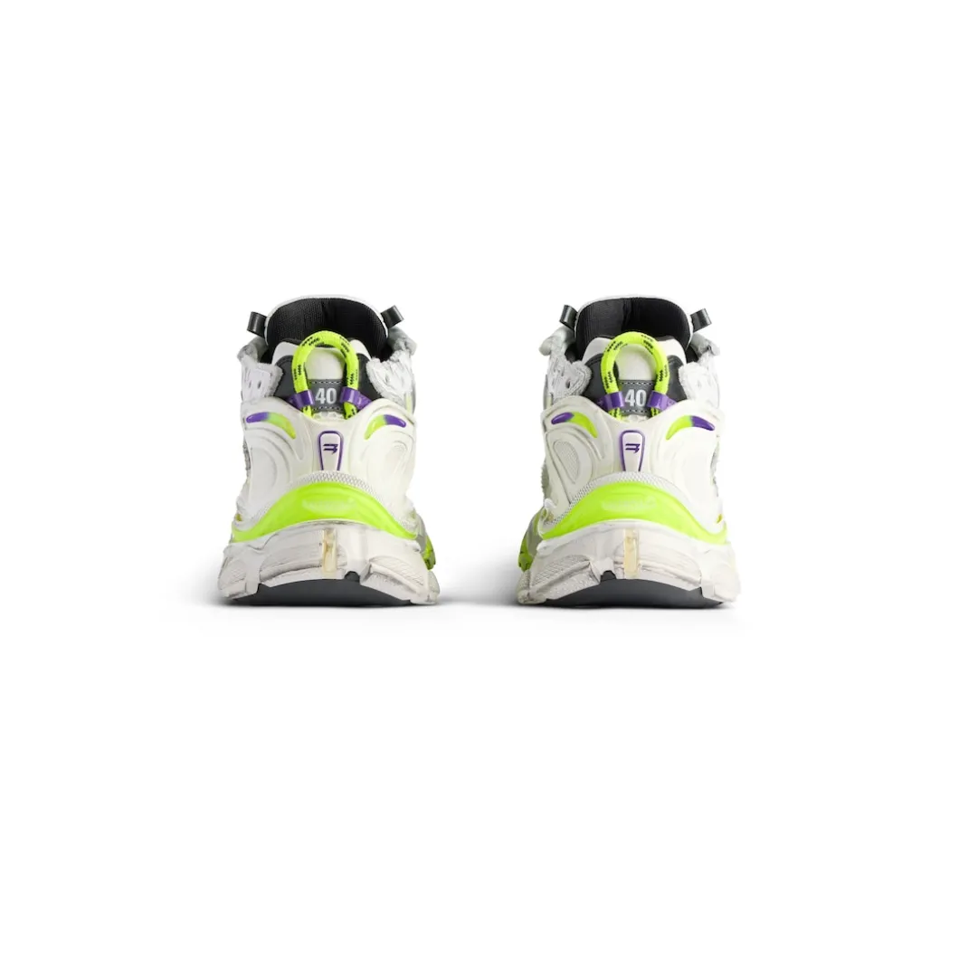 Women's Runner Sneaker in White/neon Yellow/grey/purple