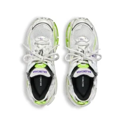 Women's Runner Sneaker in White/neon Yellow/grey/purple