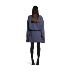 Women's Shirt Mini Dress in Faded Blue