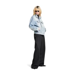Women's Standing Collar Jacket in Light Blue