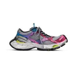 Women's Stapler Sneaker in Grey/blue/pink/neon Yellow/white