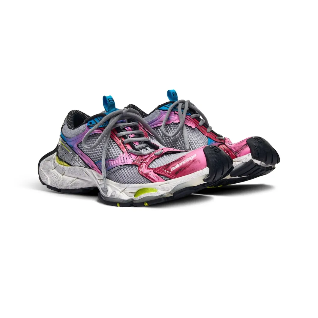 Women's Stapler Sneaker in Grey/blue/pink/neon Yellow/white