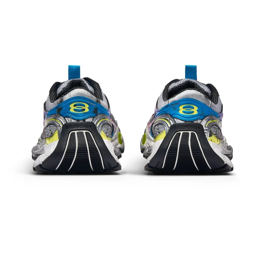 Women's Stapler Sneaker in Grey/blue/pink/neon Yellow/white