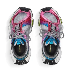 Women's Stapler Sneaker in Grey/blue/pink/neon Yellow/white