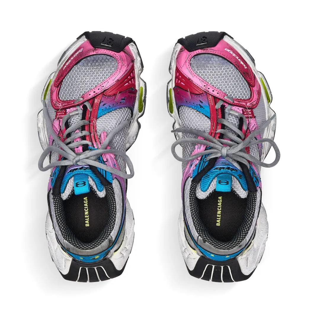 Women's Stapler Sneaker in Grey/blue/pink/neon Yellow/white