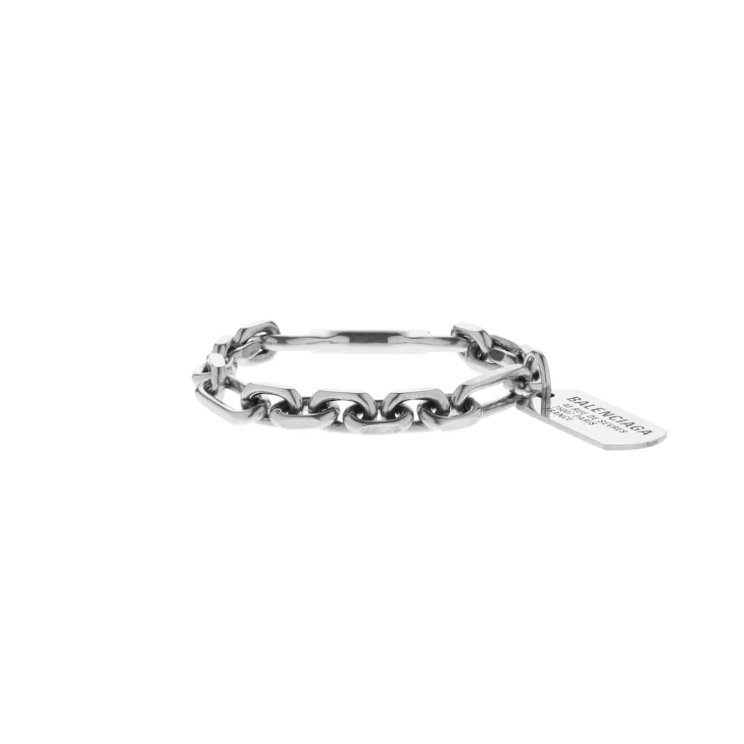Women's Tags Carabiner Bracelet in Antique Silver