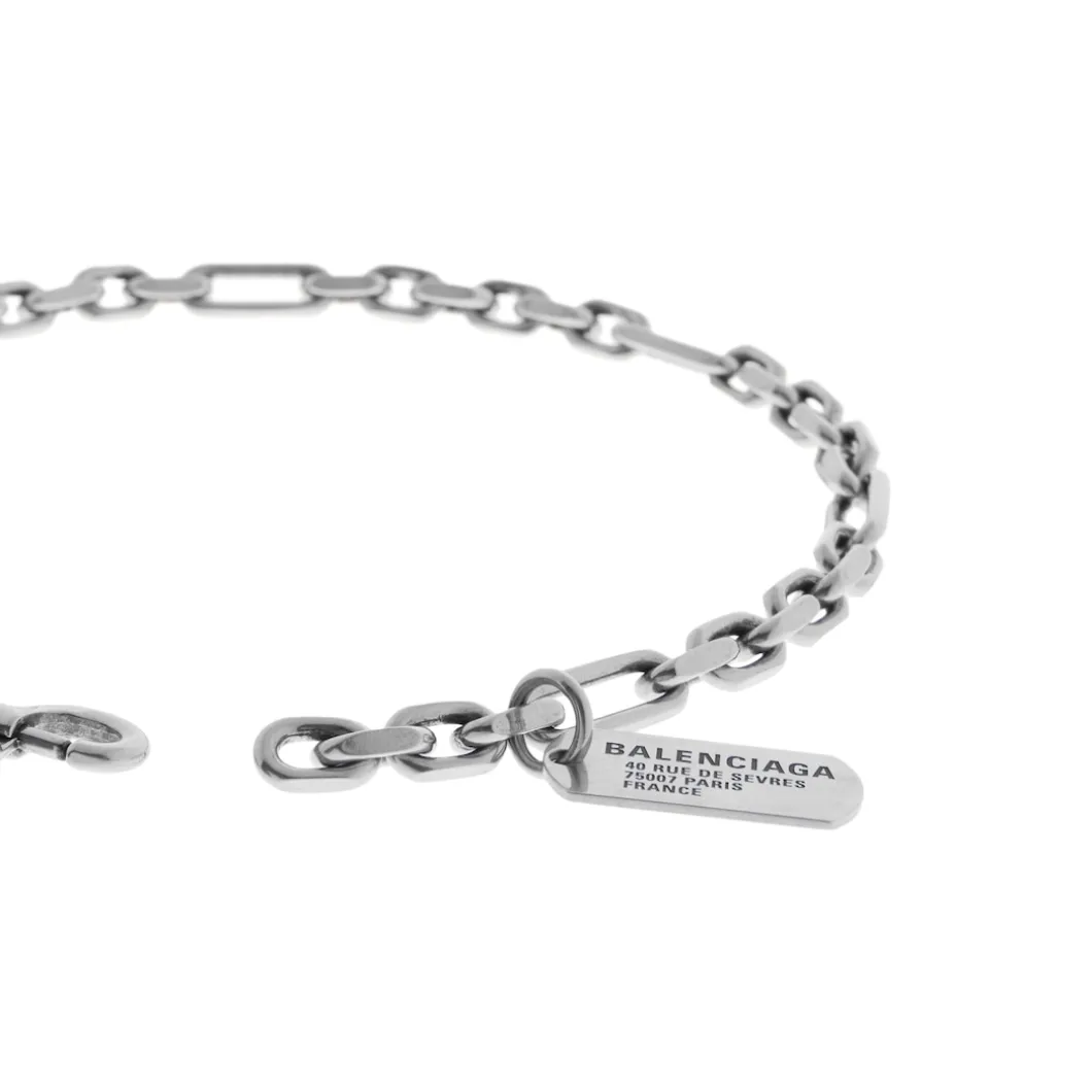 Women's Tags Carabiner Necklace in Antique Silver