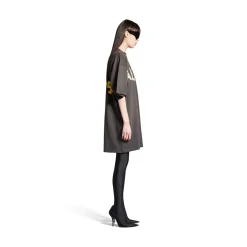 Women's Tape Type T-shirt Dress in Dark Grey