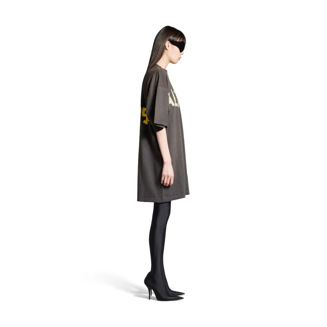 Women's Tape Type T-shirt Dress in Dark Grey