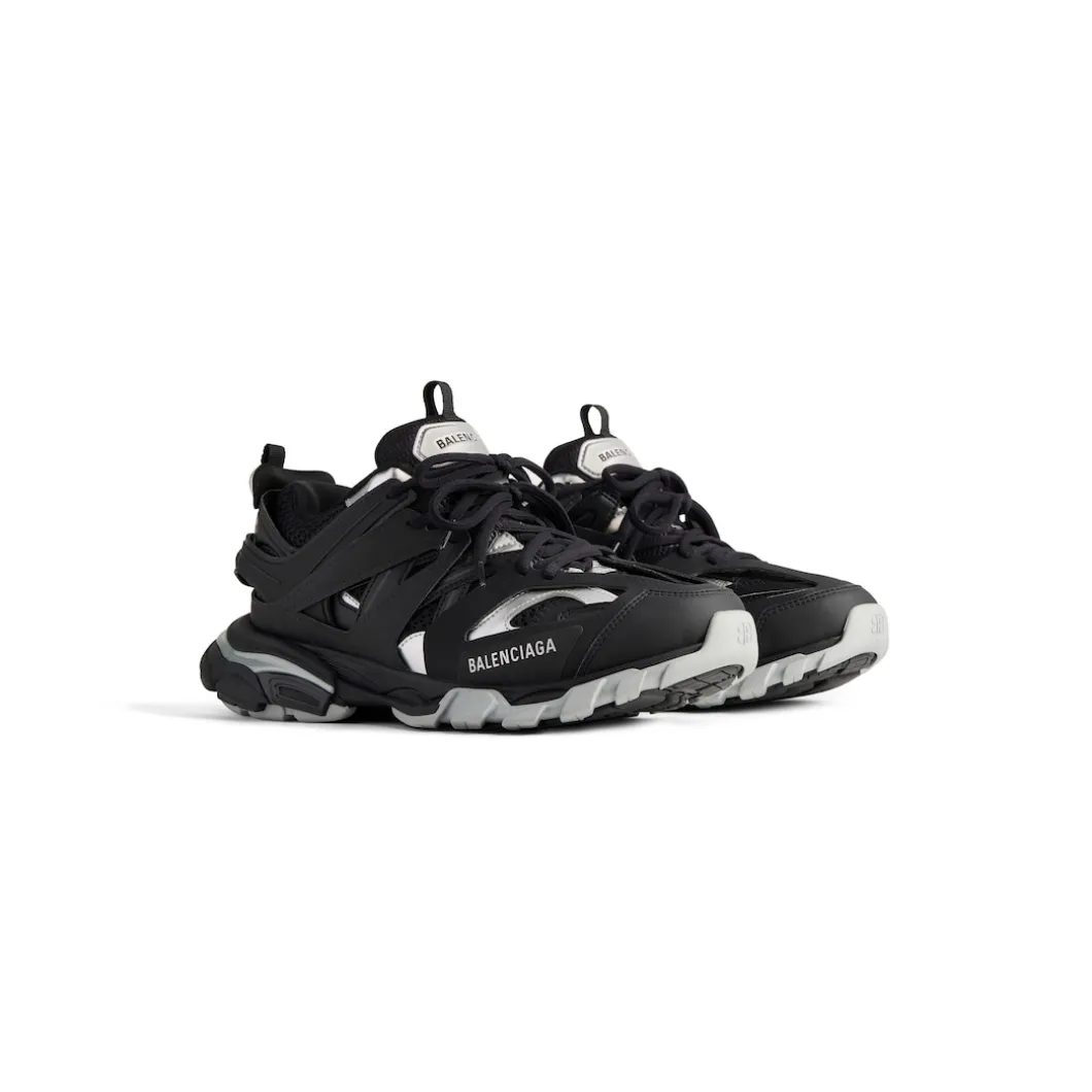 Women's Track Sneaker in Black/silver
