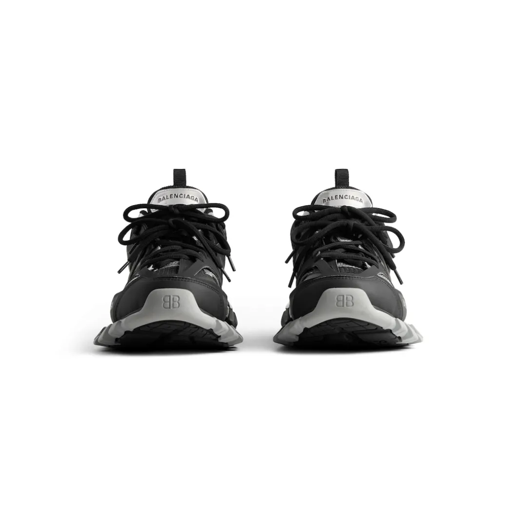 Women's Track Sneaker in Black/silver