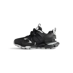 Women's Track Sneaker in Black/silver