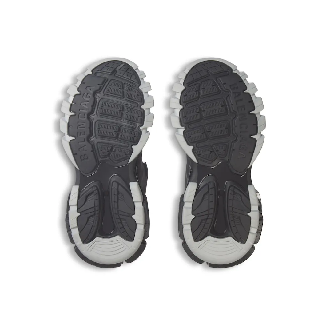 Women's Track Sneaker in Black/silver