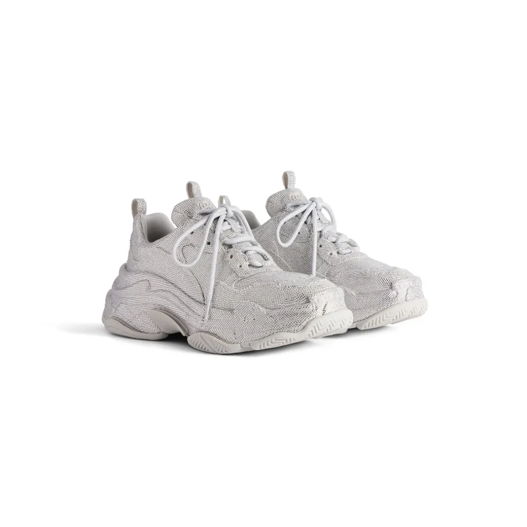 Women's Triple S Sneaker With Rhinestones in Light Grey