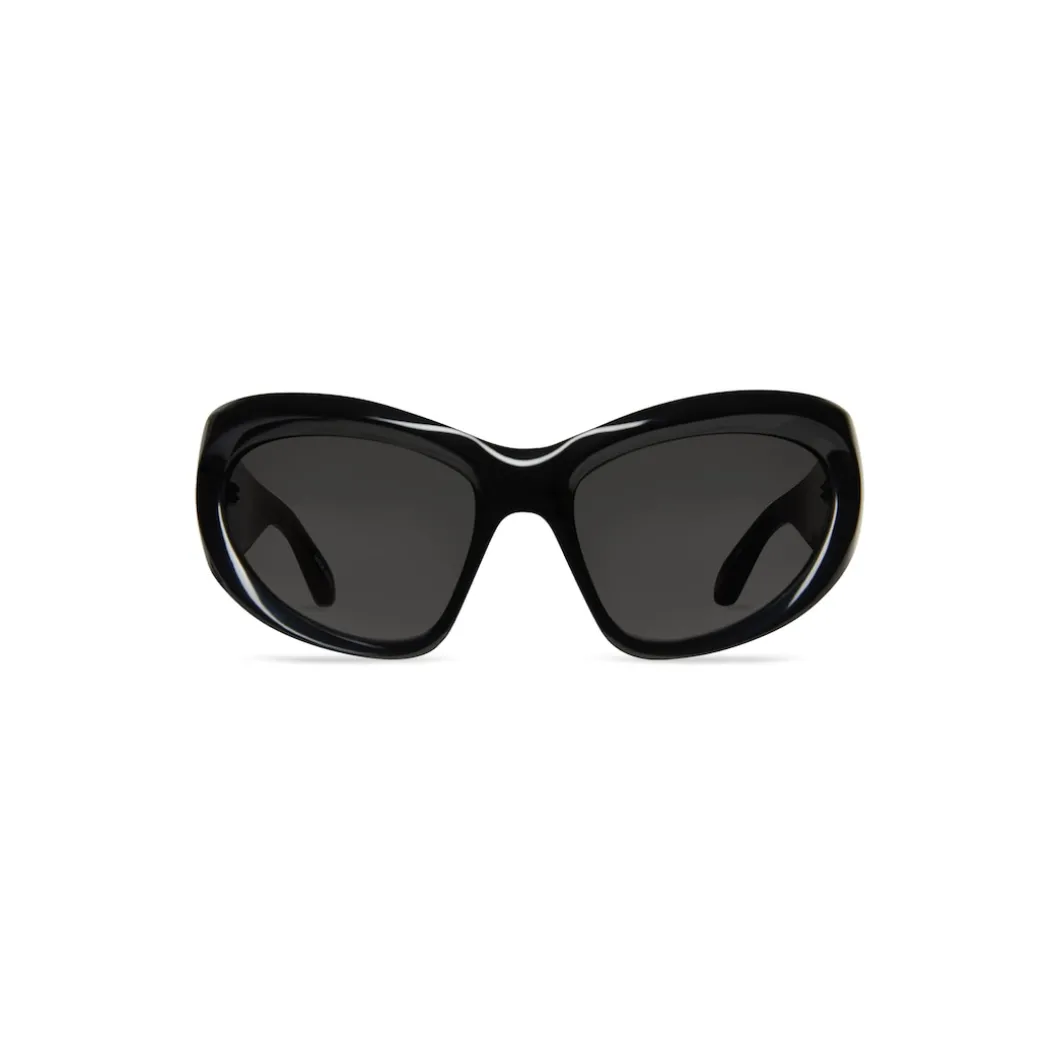 Wrap D-frame Sunglasses in Black