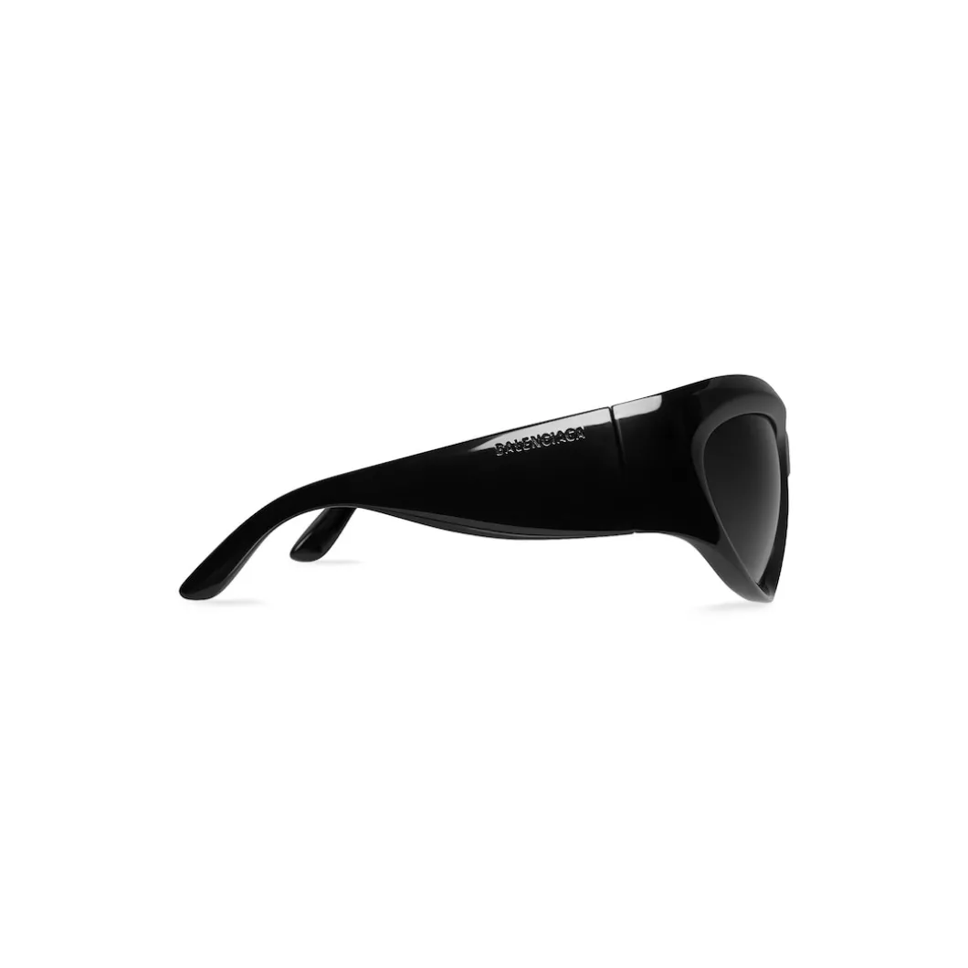 Wrap D-frame Sunglasses in Black