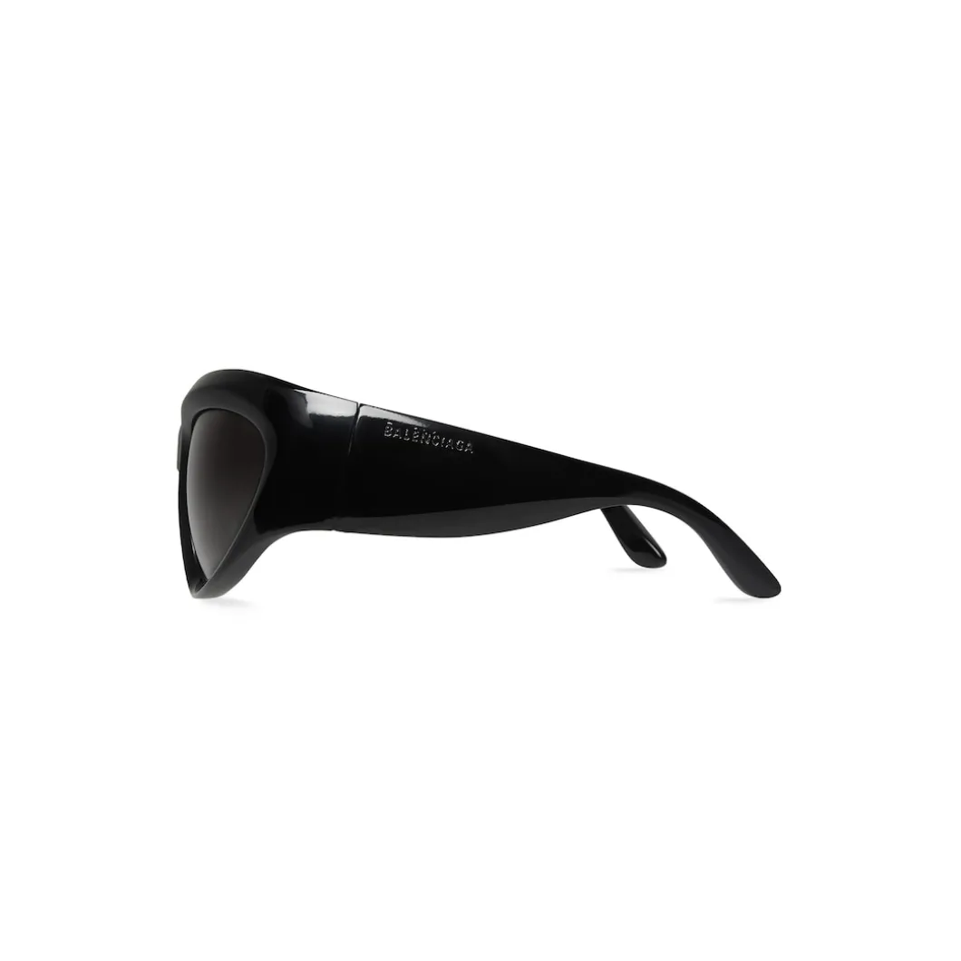 Wrap D-frame Sunglasses in Black