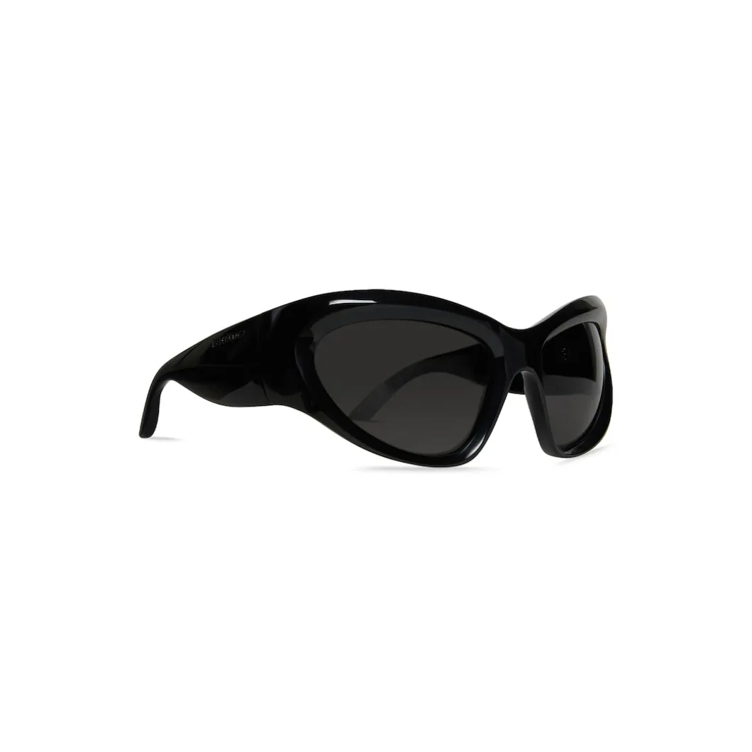 Wrap D-frame Sunglasses in Black